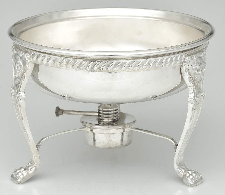 Old English (Silverplate, Hollowware) Chafing Dish W/Lid, Liner, Stand & Burner by Poole Silver -1