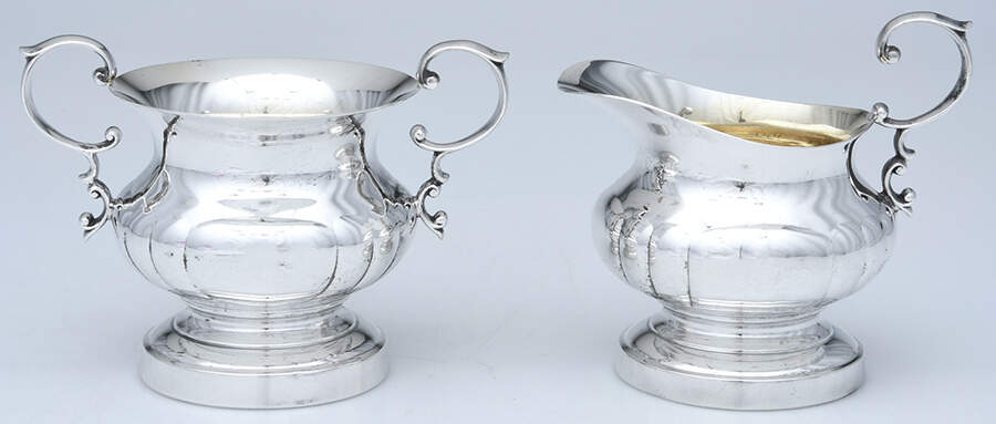 Georgian (Sterling, Hollowware) Mini Sterling Creamer and Open Sugar by Poole Silver -1