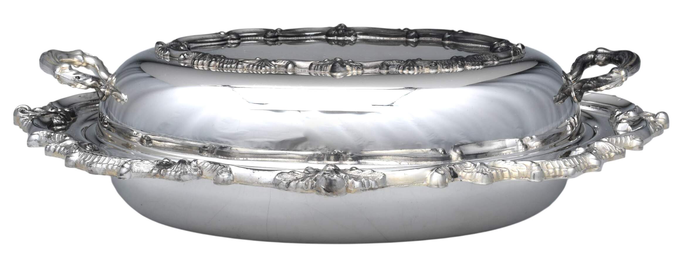 138 (Silverplate, Hollowware) 12" Oval Double Vegetable by Poole Silver -1