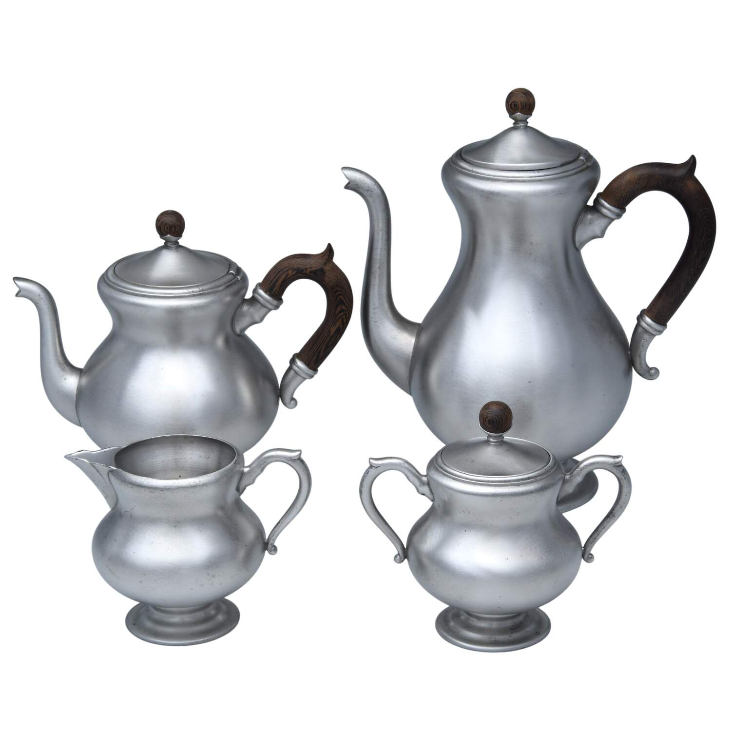 RHL1 (Pewter, Hollowware) 4 Piece Tea Set (CP, TP, CR, SU) by Royal Holland-1