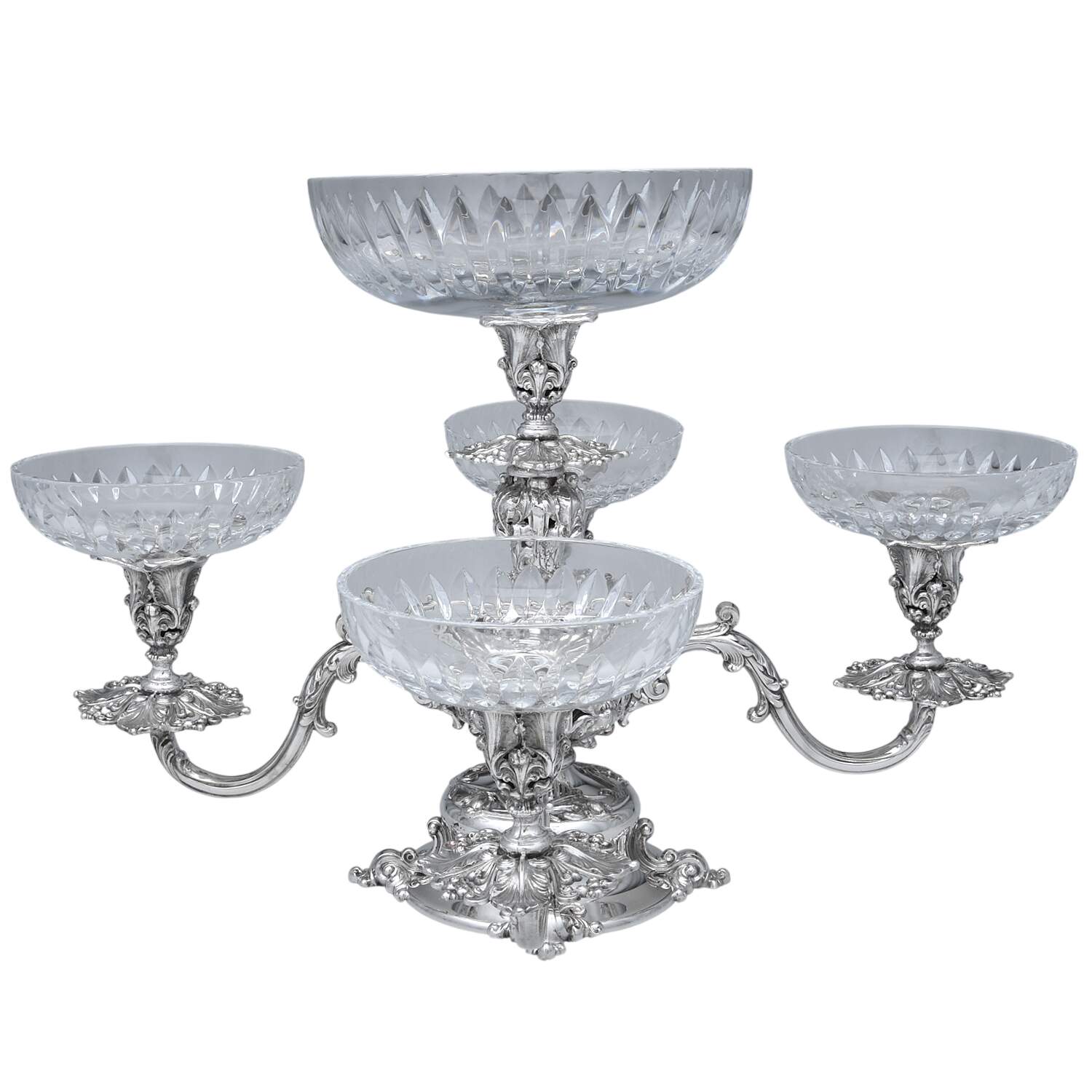 166 (Silverplate, Hollowware) Epergne & Glass Liners by Reed & Barton-1