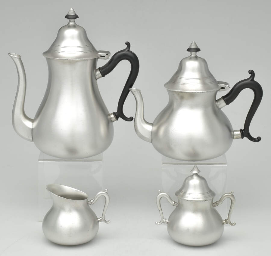 Sleepy Hollow (Pewter, Hollowware) 4 Piece Tea Set (CPBH, TPBH, CR, SU) by Royal Holland-1