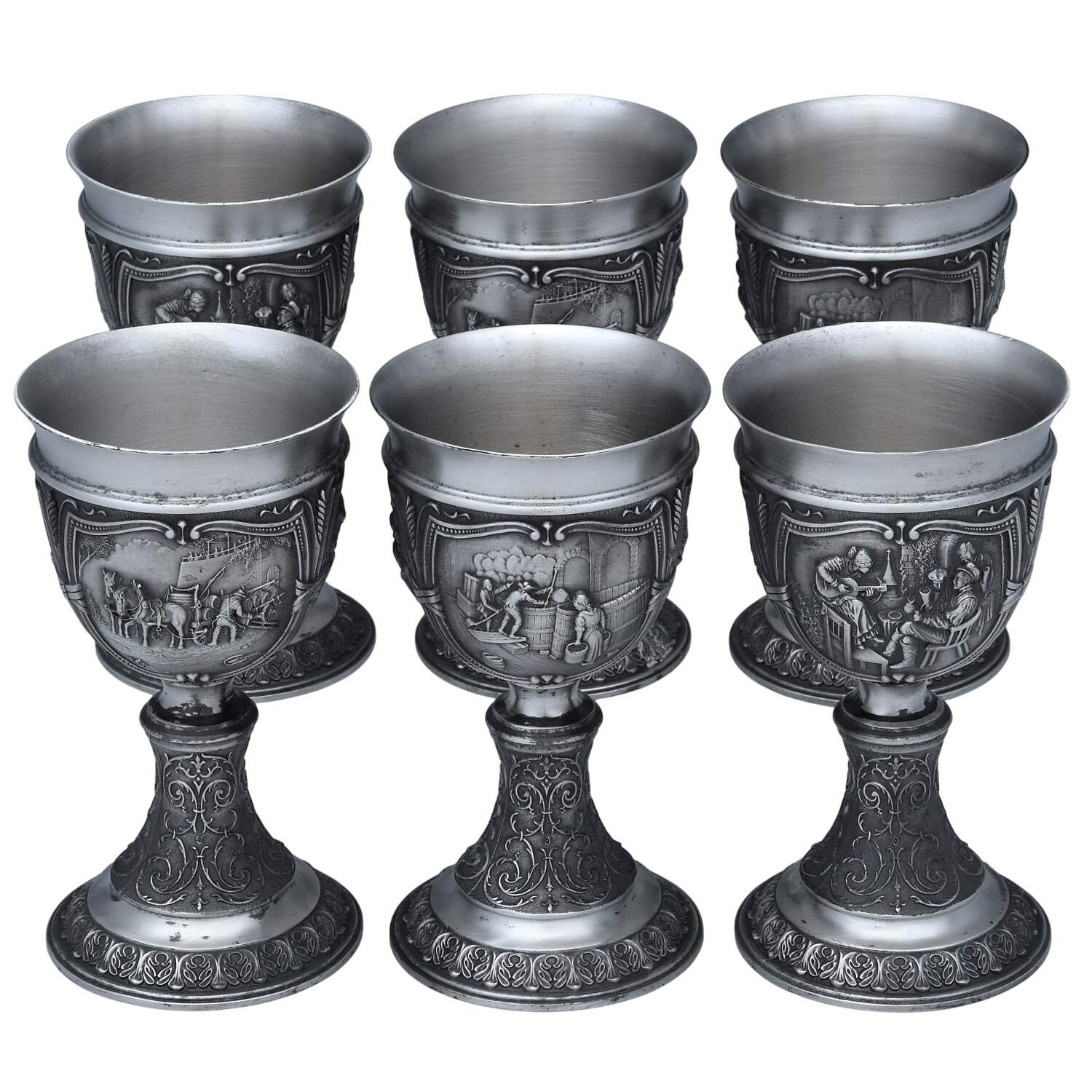 SK61 (Pewter, Hollowware) Wine Goblet - Set of 6 by Scheffer-Klute-1