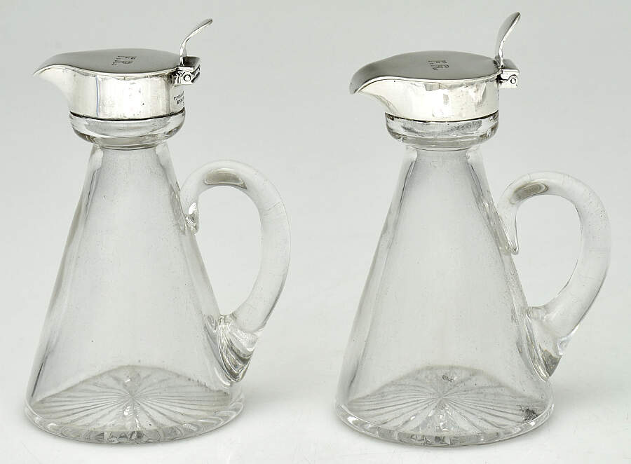 16415 (Sterlng, Hollowware) Pair of Individual Crystal Syrup & Sterling Hinged Lid by Tiffany & CO SILVER-1