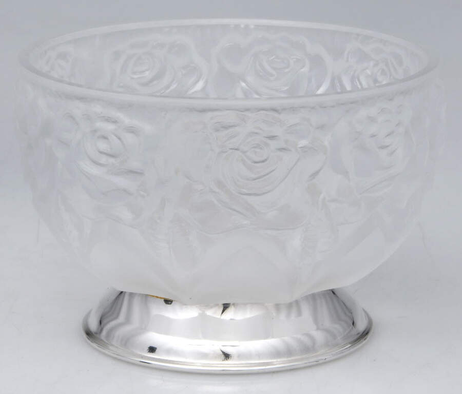 TWS562 (Silverplate, Hollowware) Glass Rose Bowl with Metal Base by Towle Silver-1