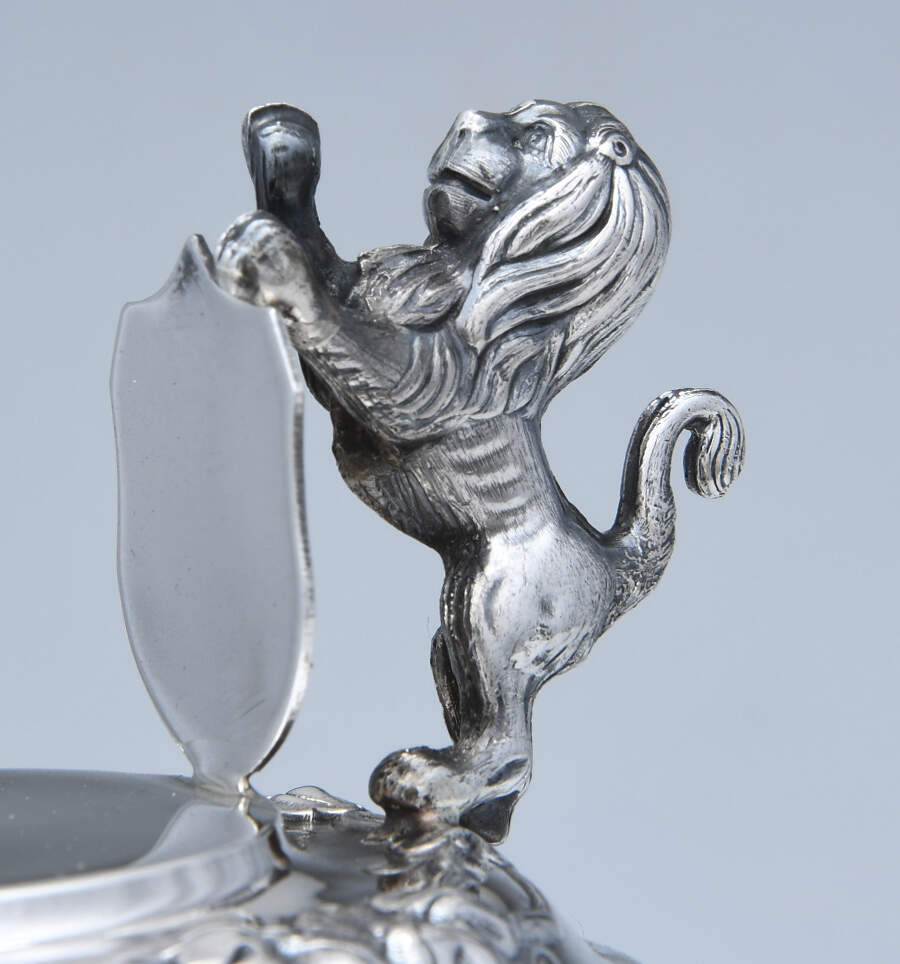 TS22 (Sterling, Hollowware) Claret Jug with Glass Base & Hinged Lid by Topazio Silver-5