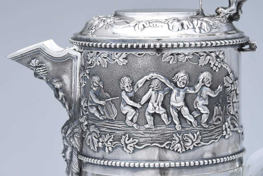TS22 (Sterling, Hollowware) Claret Jug with Glass Base & Hinged Lid by Topazio Silver-4