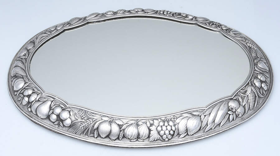 Sterling Hollowware Plateau with Mirror Insert by Unknown Manufacturer-1