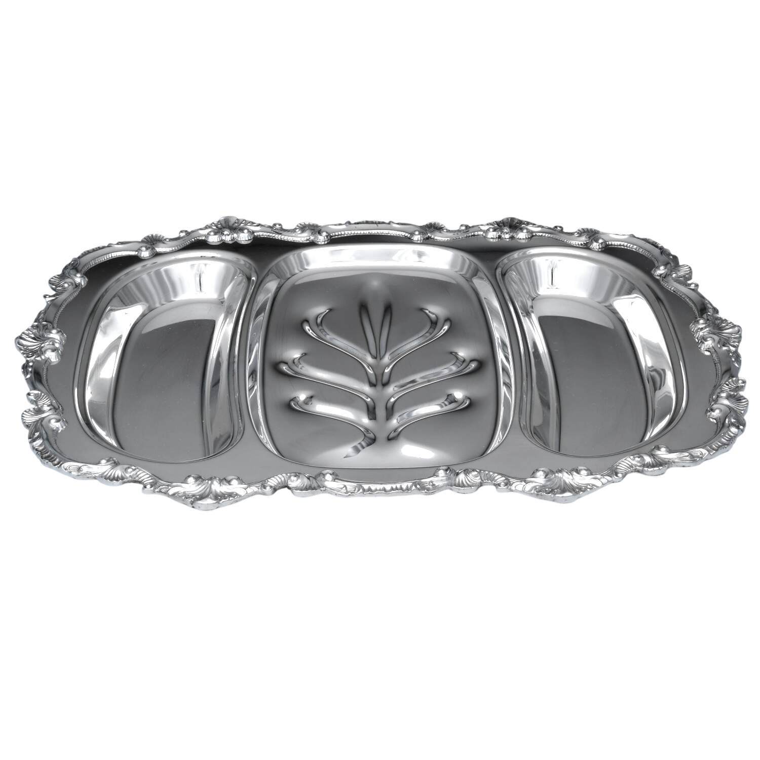 Chippendale (Silverplate, Hollowware) 18" 3 Pt Meat Platter with Well by Wallace Silver-1
