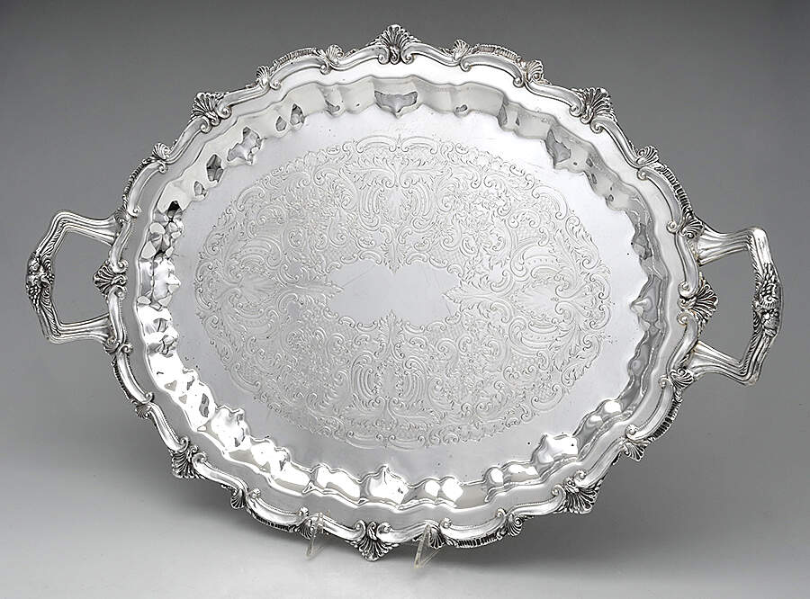 Chippendale (Silverplate, Hollowware) Large Waiter Tray by W & S Blackington Co-1