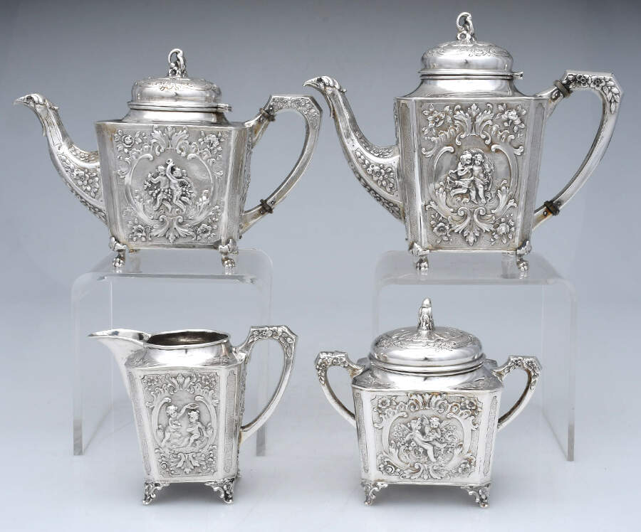 WWQ1 (Hollowware) 4 Piece Tea Set (SCP, STP, SCR, SSU) by Wilhelm Weinranck-1