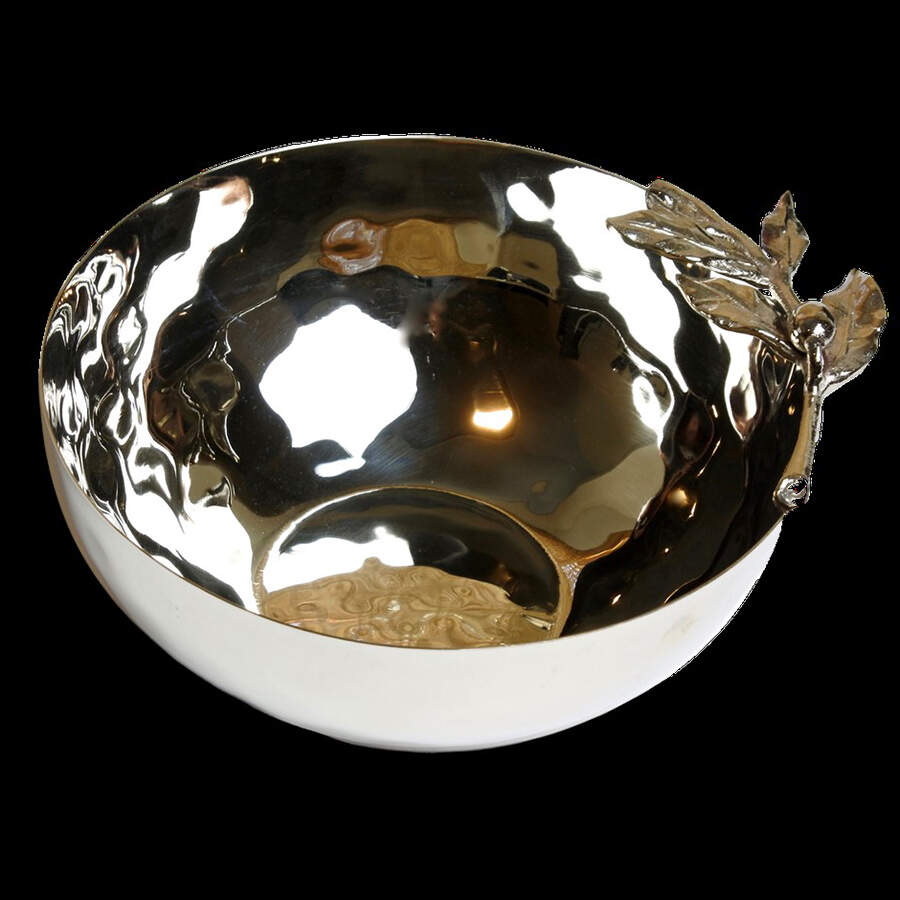 Oliveira (Stainless Hollowware) 8" Round Bowl by Carmel Ceramica Silv-1
