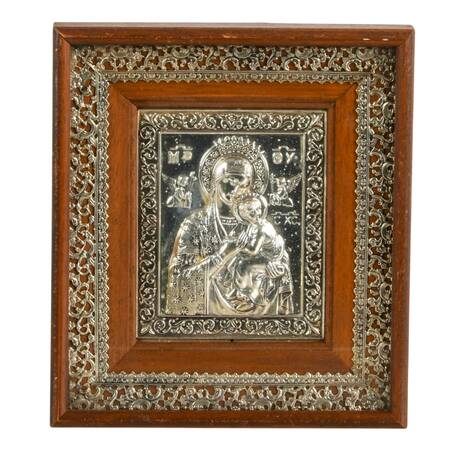 Framed Aluminum Icon Mary Perpetual Succursu with Infant Jesus