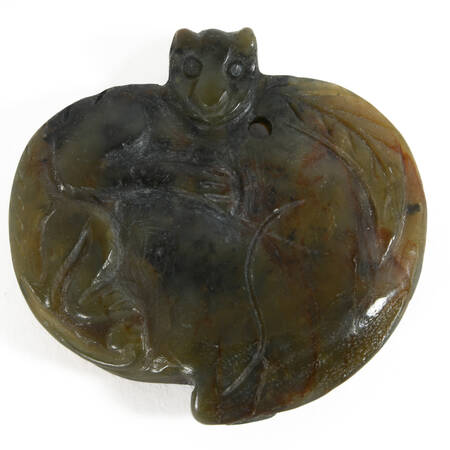 Antique Chinese Jade Pendant Carved Monkey Design