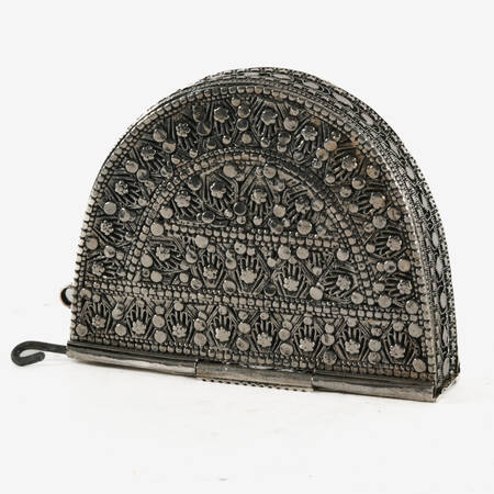 Antique Metal Tobacco Box with Lid and Waistband Clip