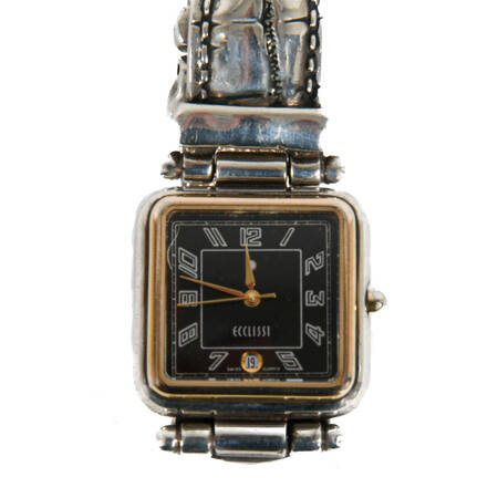 Ecclissi Sterling Silver Alligator Look Ladies Watch