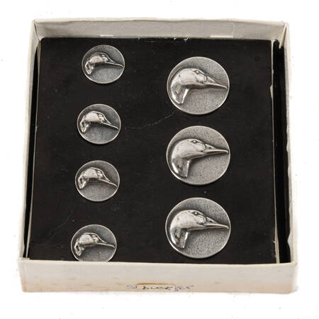 Richard E. Bishop Silver Gamebird Button and Collar Set