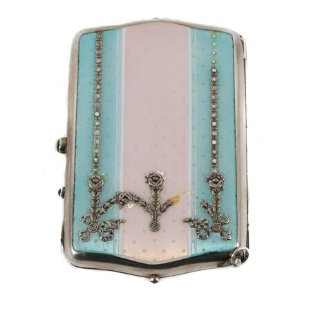 Art Deco Guilloché Enamel and Silver Compact