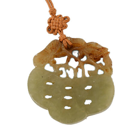 Chinese Green and Orange Carved Jade Pendant