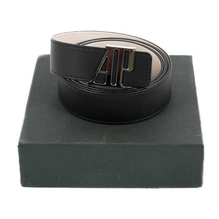 Audemars Piguet Black Leather and Silver Buckle Belt in Box