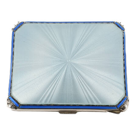 Mid-Century Modern Guilloché Enamel and Sterling Cigarette Case