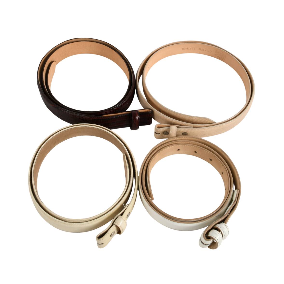 Grouping Four Nude and Brown Genuine Leather Belts