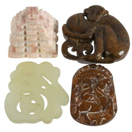 Grouping of Four Stone Around the World Pendants