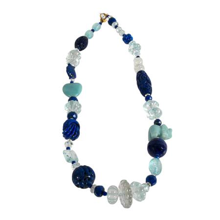 14K Carved Gemstone Necklace by "Neckings by Paulette"