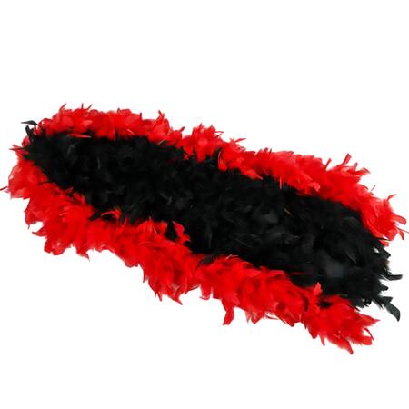 Pair of Vintage Red and Black Chandelle Goose Feather Boas