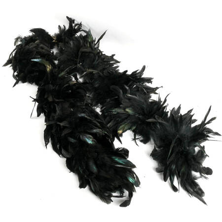 Vintage Black Natural Rooster Tail Feather Boa