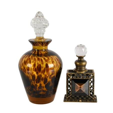 Pair of Brown Glass Perfume Bottles