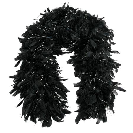 Vintage Black and Tinsel Coquille Goose Feather Boa