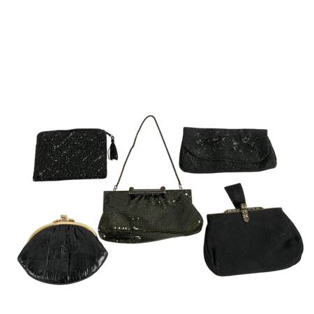 Collection of Five Retro Black Evening Bags