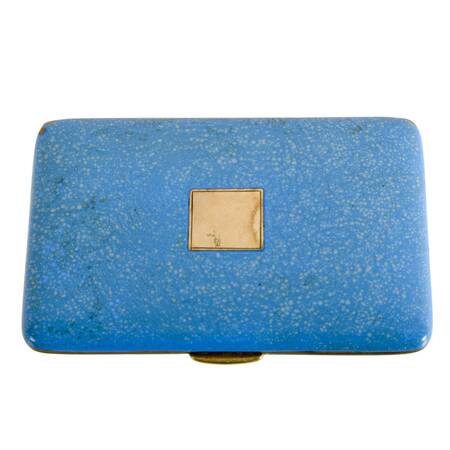 Vintage Speckled Blue Enamel Nickel Silver Card Case