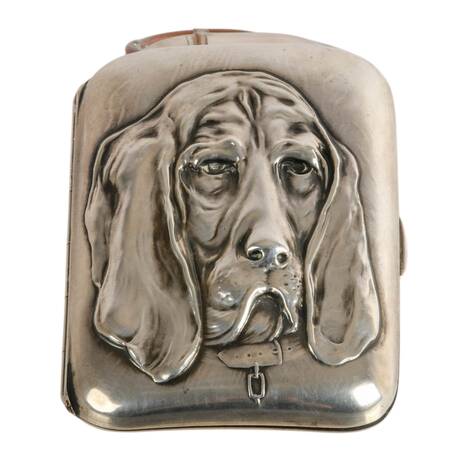 Antique Unger Brothers Sterling Hound Dog Cigarette Case