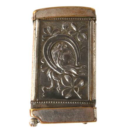 Vintage Art Nouveau Silverplate Match Safe with Embossed Panels