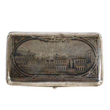 19th Century Imperial Russian Niello Silver Street Scene Cigarette Case