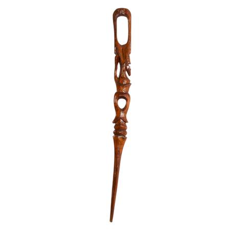 Hand-Carved African Motif Wooden Cane