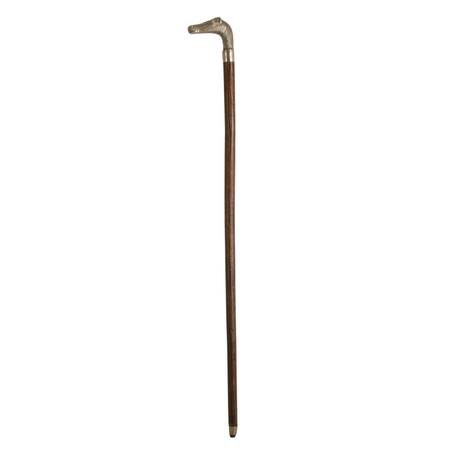 Antique Leather and Metal Horse Walking Cane
