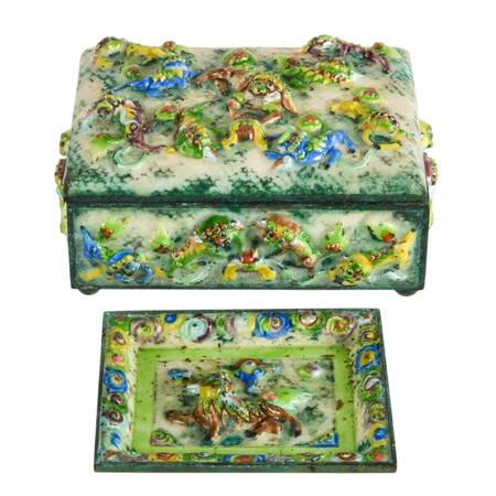 Antique Chinese Cloisonné Pair of Smoker's Companion Set