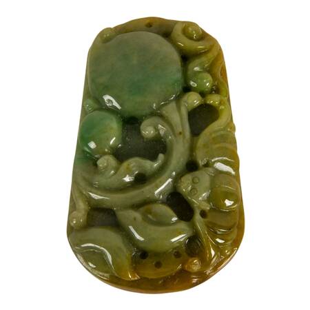 Carved Nephrite Jade Floral Pendant