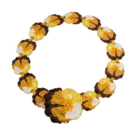 Mid-Century Style Floral Enamel Linked Metal Belt