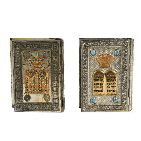 Pair of Silverplated Hebrew Siddur Avodat Prayer Books