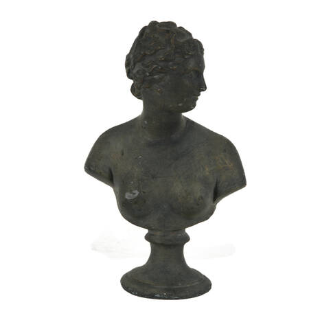 Grey Coated Aluminum Goddess Venus Bust on Pedestal