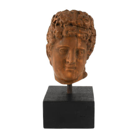 Hellenistic Carved Wooden Visage Mounted on Pedestal