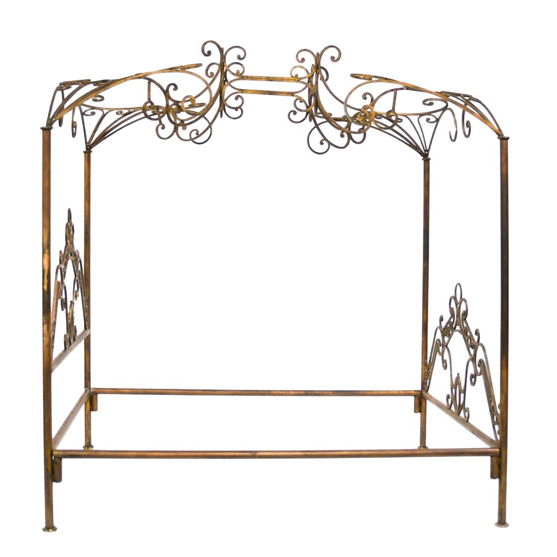 Queen Size Wrought Iron Canopy Bed in the Style of Phyllis Morris