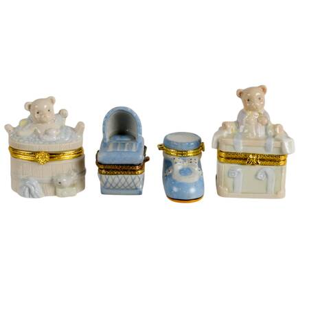 Four-Piece Porcelain Baby Boy Trinket Boxes