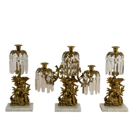 Antique Trio of Girandole Candlesticks