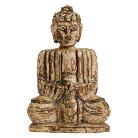 Hand-Carved Persian Silk Tree Wood Buddha Sculpture
