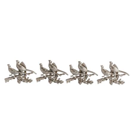 Set of Four Ari D. Norman Sterling Pheasant and Rifle Card Holders